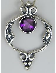 Beautiful Moons Necklace in Sterling Silver and Accented with Amethyst