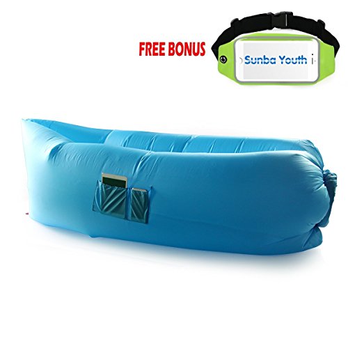 Outdoor Inflatable Lounger, SunbaYouth Nylon Fabric Beach Lounger Convenient Compression Air Bag Hangout Bean Bag Portable Dream Chair