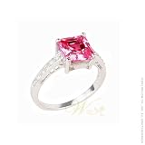 STUDIO 925: *PINK TOURMALINE 3.5 CT PRINCESS CZ STERLING SILVER RING*, 7