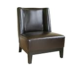 Cloten Leather Armless Accent Chair in Dark Brown