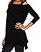 Lolichy Women Cold Shoulder Top Black 3/4 Sleeve Tunic Tops Tank