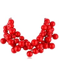 Kenneth Jay Lane 3 Row Red Cluster Drops Gold Clasp Necklace, 19"