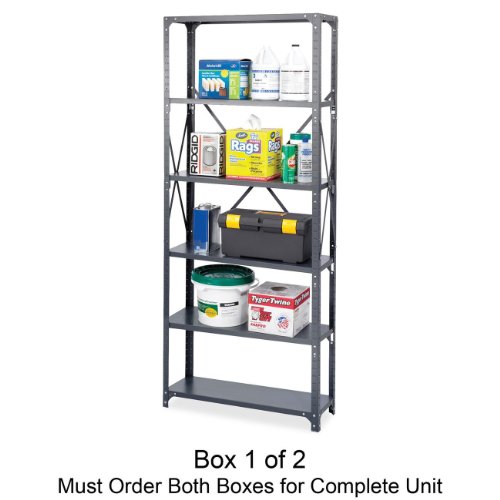 Safco 6250 Industrial Steel Shelving, 6 Shelves, 36w x 12d, Dark Gray