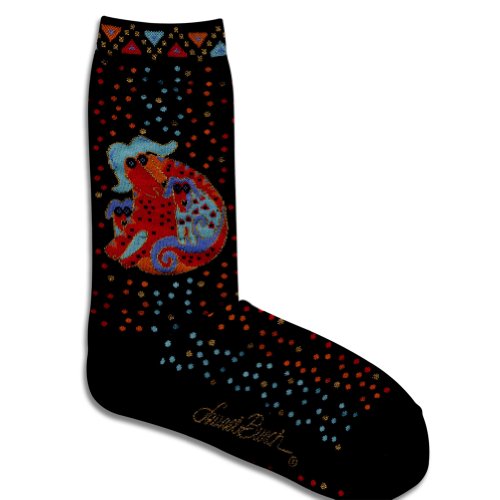 Laurel Burch Mommy Dog & Puppies Black Socks