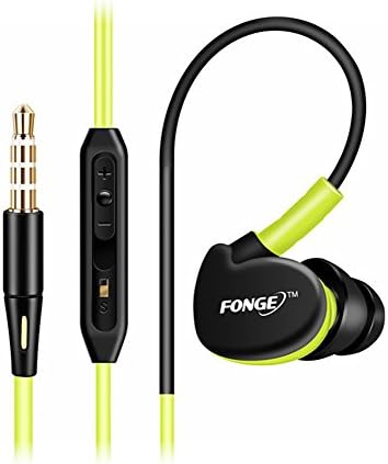 Noise Isolating In-Ear Headphones with Memory Wire and Inline Microphone and Remote,Sport Earbuds with Mic Stereo and Volume Control for iPhone iPod Android Smartphone MP3/MP4 Players(Green)