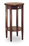 FTS - Choice Round Side Table W Drawer and Shelf Antique Walnut Finish 136-190-42