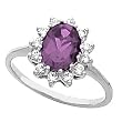 14K White Gold Amethyst and Diamond Ring