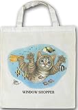 Katzen Tasche - Katze Tauchend Window Shopper Tauchen Fische Mietze Felidae Pussi Katzenklo Miau Einkaufstasche Tragetasche Stoffbeutel Beutel Bag Geschenk Geburtstag T-Shirt