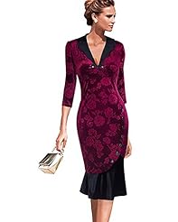 Polyester Floral Print Fitted Vintage Mermaid Bodycon Dress/Evening Dress/Wedding Party Dress 