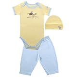 Hudson Baby Organic Touched By Nature Set, Yellow-Bird, 0-3 Months