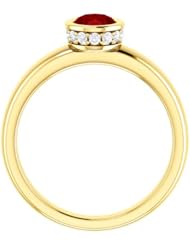 14K Yellow Gold 7.00x5.00mm Oval Cut Chatham Created Ruby and Diamond Ring -- LIFETIME WARRANTY
