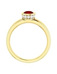 10K Yellow Gold 7.00x5.00mm Oval Cut Ruby and Diamond Ring -- LIFETIME WARRANTY