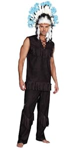 Dreamgirl Mens Chief Wansum Tail Native American Costume, Black, X-Large