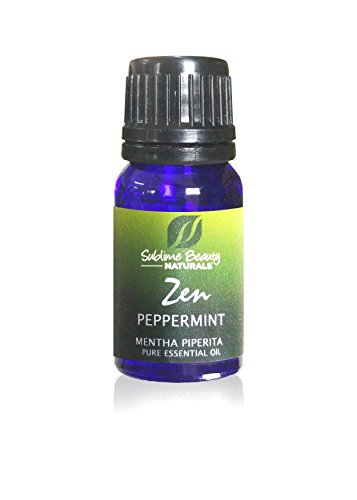 Zen PEPPERMINT Essential Oil, 10 ml for Aromatherapy. Unadulterated Pure Premium Therapeutic. Many Uses include Nausea, Headaches, Refresh Spirit.