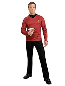 Deluxe Star Trek Shirt Mens Theatre Costumes Movie Captain Kirk Red Shirt Trekky Sizes: X-Large
