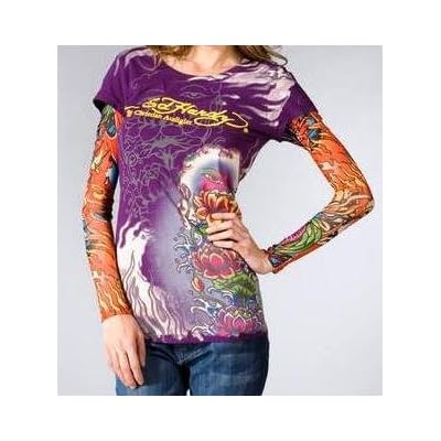 Ed Hardy Tattoo Shirt Purple - Womens
