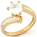 Cheap 14k Gold Fancy Solitaire Channel Set CZ Engagement Ring On Sale