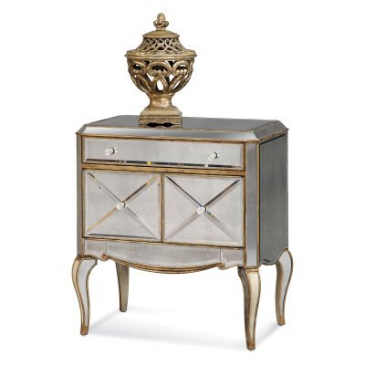 bassett furniture:Bassett Mirror Company Margate Mirrored 1 Drawer 1 Door Dresser Dresser Chest - T1267-990 Images