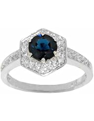 14K White Gold Sapphire and Diamond Ring -- LIFETIME WARRANTY