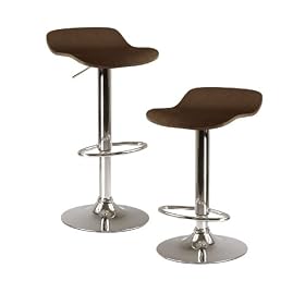 Winsome Kallie Air Lift Adjustable Stools in Wood Veneer with Cappuccino Color and Metal... by Winsome Wood