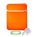 Orange - Green Amazon Kindle DX Reversible Carrying Sleeve + White Rapid Kindle DX Car Charger + Live*Laugh*Love Wrist Band!!! (Kindle DX Not Included)