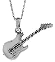 Sterling Silver 1 7/16" (37 mm) Guitar Pendant