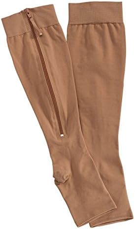 EagleUS Zipper Compression Socks (BEIGE#, Large)