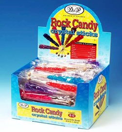 Rock Candy Crystal Sticks Assorted Wrapped [60CT Box] by Dryden & Palmer