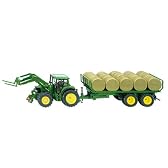 SIKUファーマー ジョンディア トラクター 干草ベール運搬トレーラー付 1/32 SK3862