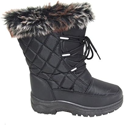 Girl's Water Resistant Winter Snow Boots (Baby-01) Black 2 (EU Size 33)