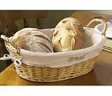 NATURAL WICKER BREAD BASKET(EMBROIDERED DETAILED FABRIC LINING)