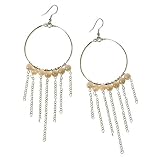 Silver-plated Hoop Earrings W/pearly Cat-eye Beads