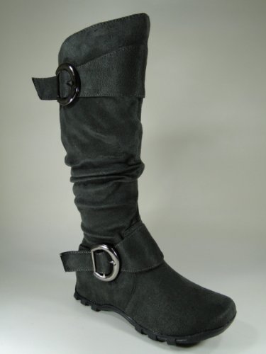 New Womans Grey Buckle Boots #F46