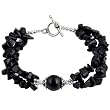 Handmade Black Agate Bracelet With Antiqued Silver Accents
