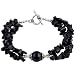 EXP Handmade Black Agate Bracelet With Antiqued Silver Accents