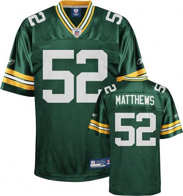 Reebok Clay Matthews Green Bay Packers Green Authentic Jersey Size 50