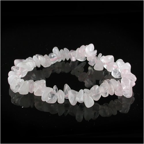 Cute Stretchy Rose Quartz Chip Bracelet