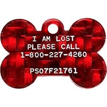 Pet Tags Lost Pet Recovery System - Red Bone Color:Red