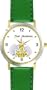 Buddhist - Thai Sawasdee Angel - Peace Deva - WATCHBUDDY� DELUXE TWO-TONE THEME WATCH - Arabic Numbers - Green Leather Strap-Children's Size-Small ( Boy's Size & Girl's Size )