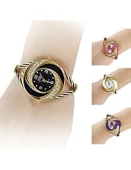 Womens Beautiful Style Quartz 18K GP Wrist Watch with Crystals for Christmas Gifts (Assorted Colors)