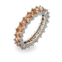 Eve's Addiction Sparkling Champagne Princess Cut Eternity Band