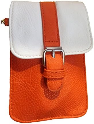 Boutique To U Women's Cell Phone Holder Crossbody Wristlet Purse Orange/White