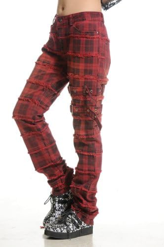 GDR - Punk Women Rock Gothic Visual Ladies Long Pants Jeans 71230 (M, Red)
