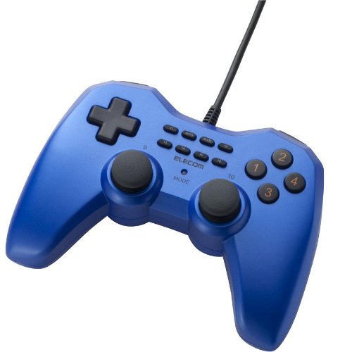 ELECOM 16ボタンUSBゲームパッド 振動機能・連射機能付 ブルー JC-U3016FBU