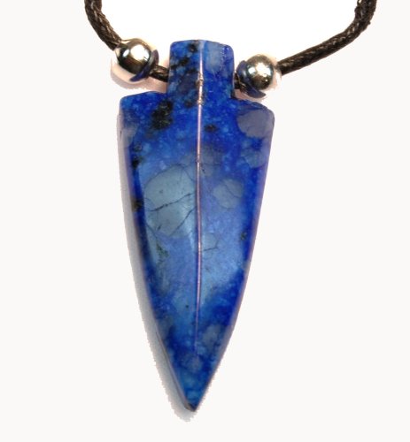 Click here to buy Lapis Colored Kiwi Jasper Arrowhead Pendant by ToltecTraders.com.