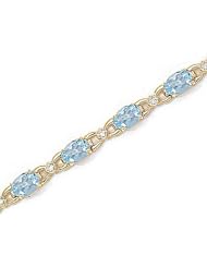14kt Yellow Gold Oval Aquamarine and Diamond Bracelet