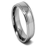 Blue Chip Unlimited - Slim Unisex 6mm Polished Titanium Ring with 2 Grooves Wedding Band Engagement Ring Fashion Jewelry Designer Unisex Ring (Available in US Whole & Half Sizes 4-16)