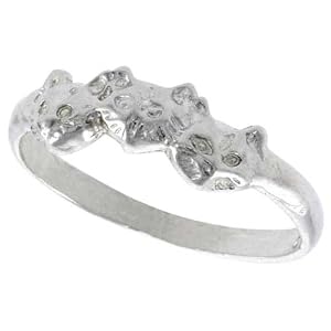 Sterling Silver Diamond Cut Cat Ring, size 8