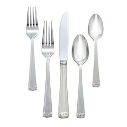 Lenox Landmark Platinum Frosted Stainless Flatware 5 Piece Place Setting