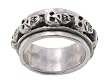 SilverBin Sterling Silver Polished Skull Face Spinner Style Band Ring